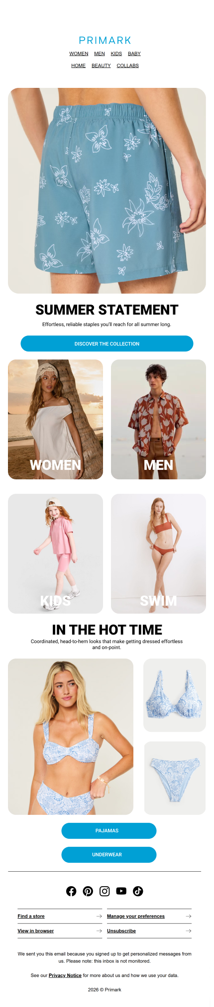 Summer Statement — Women's shorts hero email