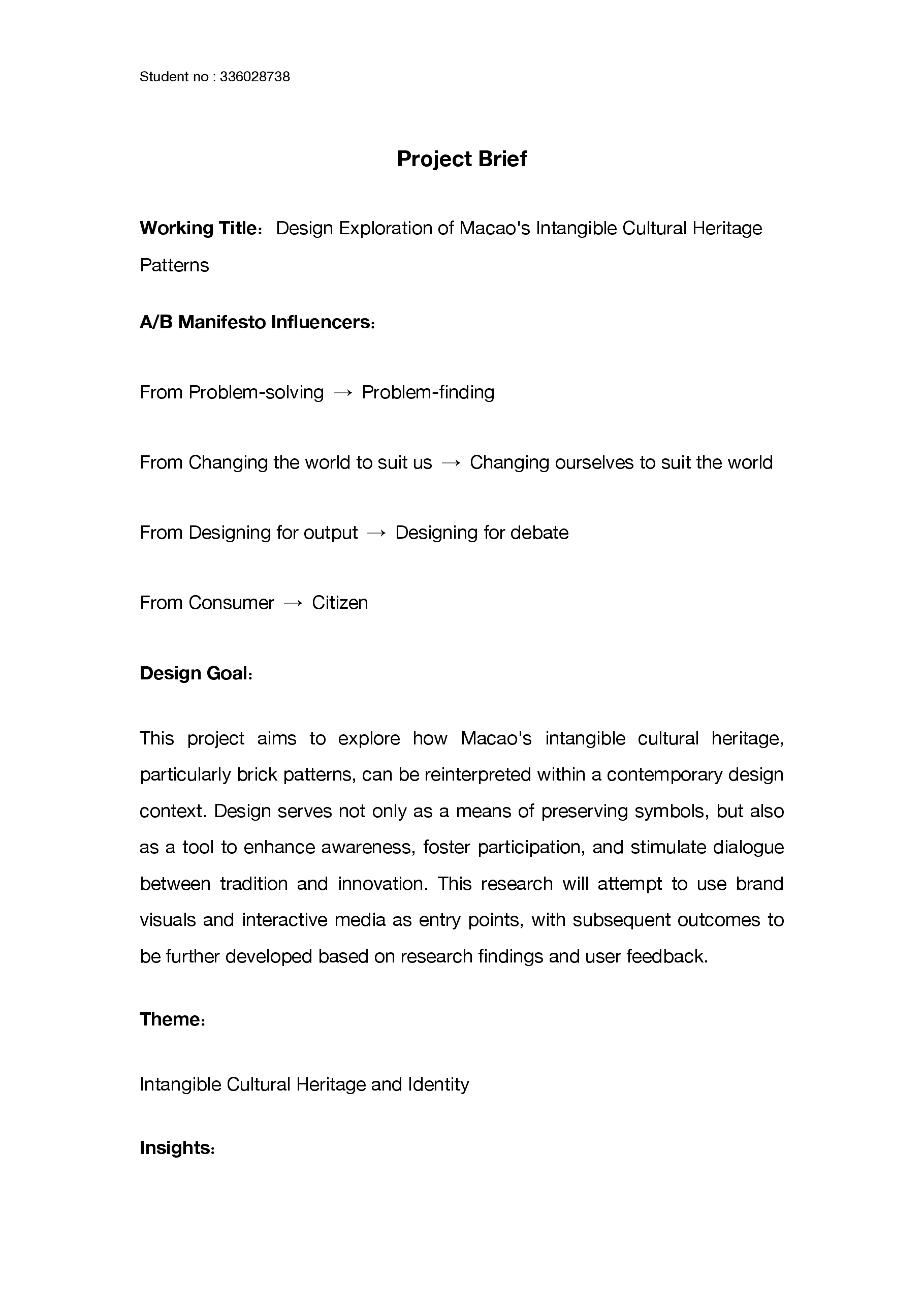 Final project Brief and report